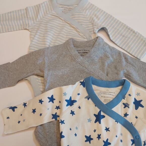 Moon & Back Hanna Andersson Star Organic Cotton Baby Body Suit, Size 0-3 mos 3pk - Picture 4 of 4